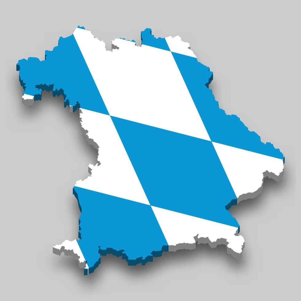 3d isometric Map of Bavaria is a state of Germany vector