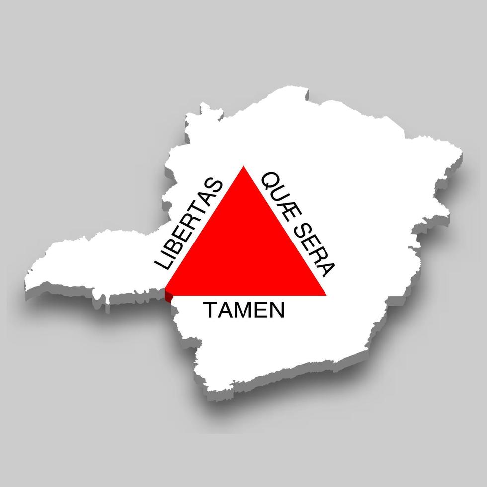 3d isométrica mapa de minas gerais con bandera vector