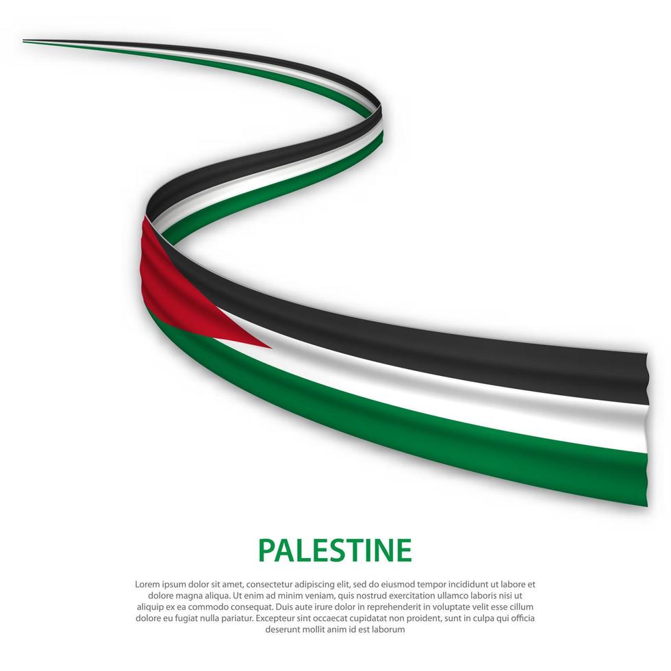 Waving ribbon or banner with flag of Palestine vector