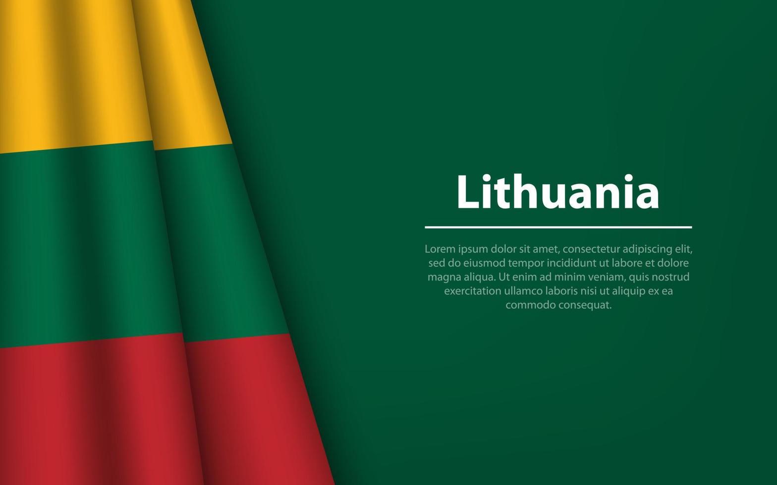 Wave flag of Lithuania with copyspace background. vector