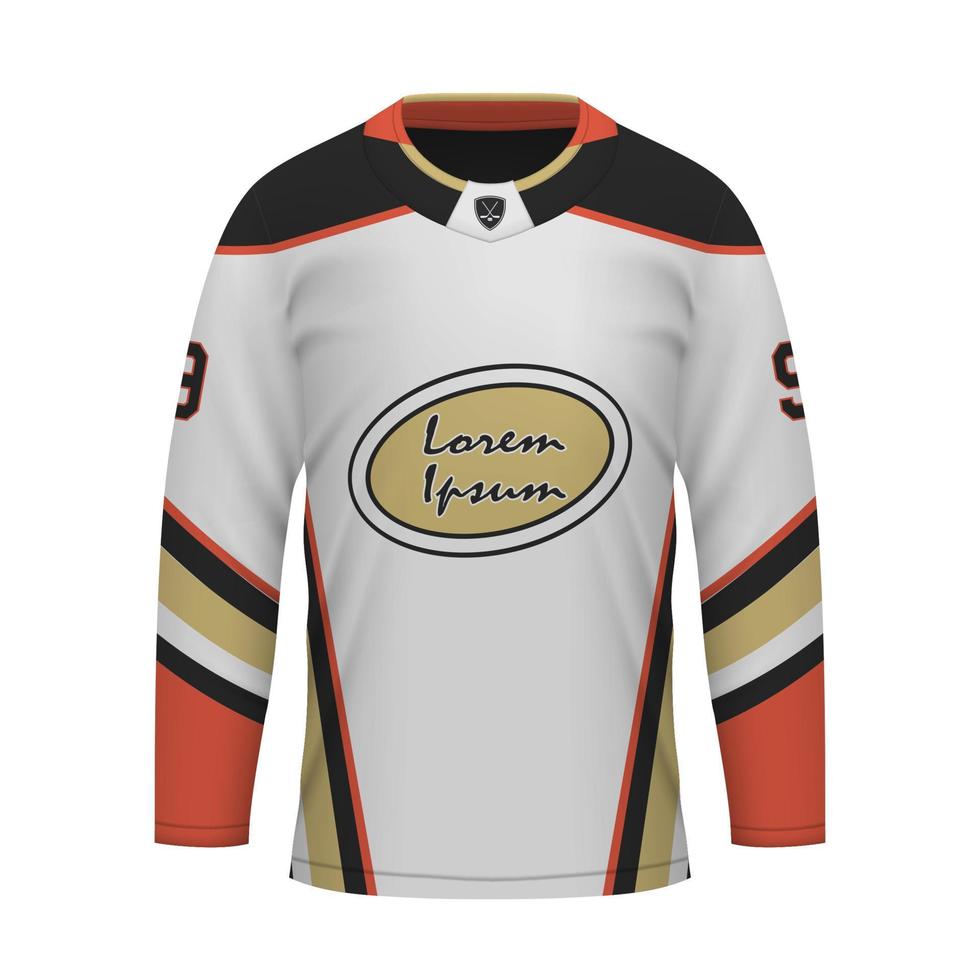 Realistic Ice Hockey away jersey Anaheim, shirt template vector