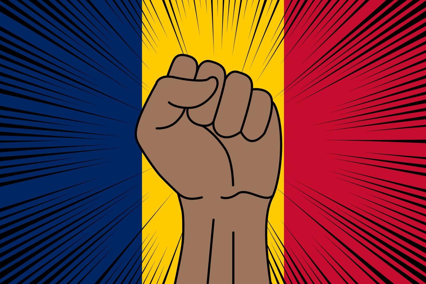 Human fist clenched symbol on flag of Chad vector