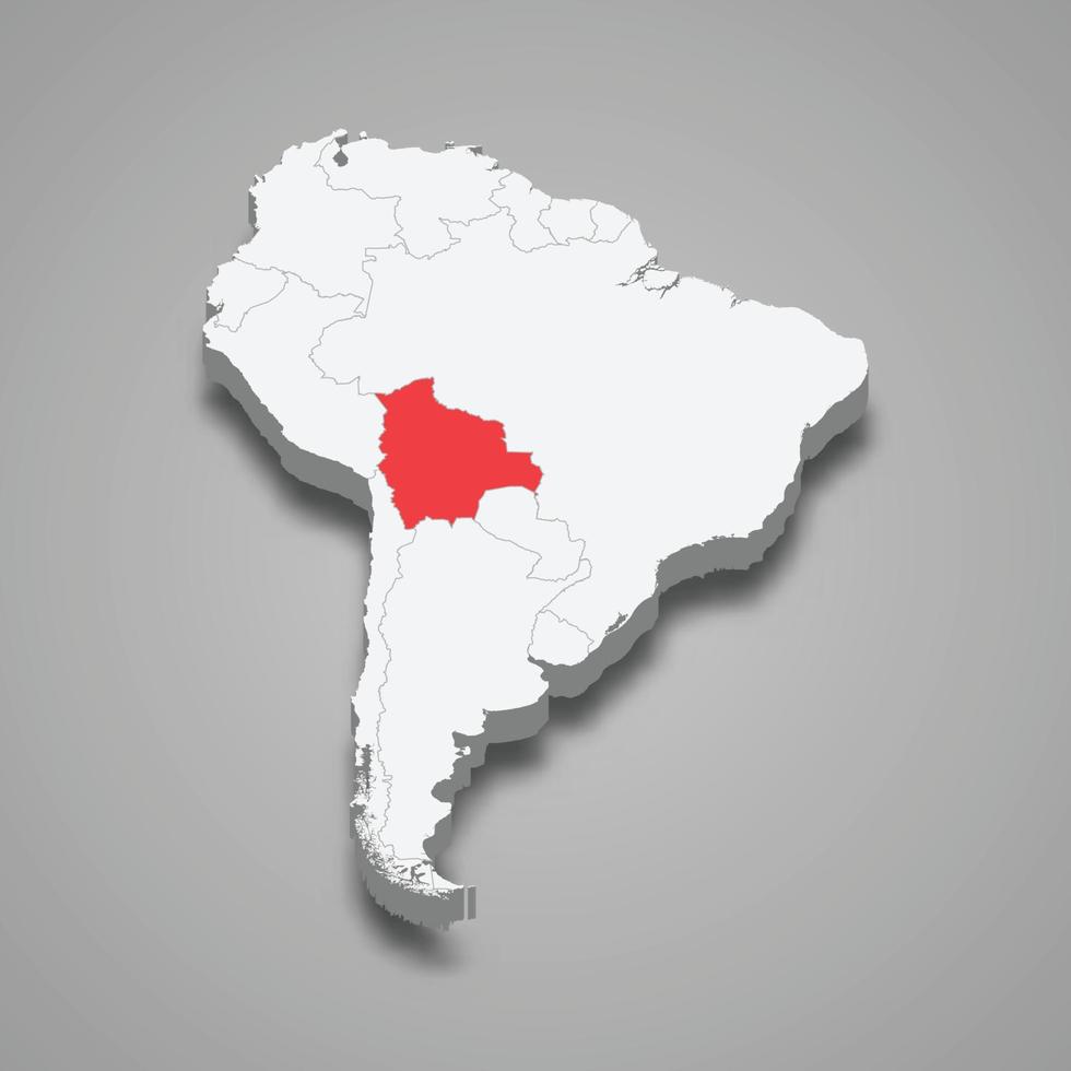 Bolivia country location within - Bolivia Country Location Within South America 3d Map Vector