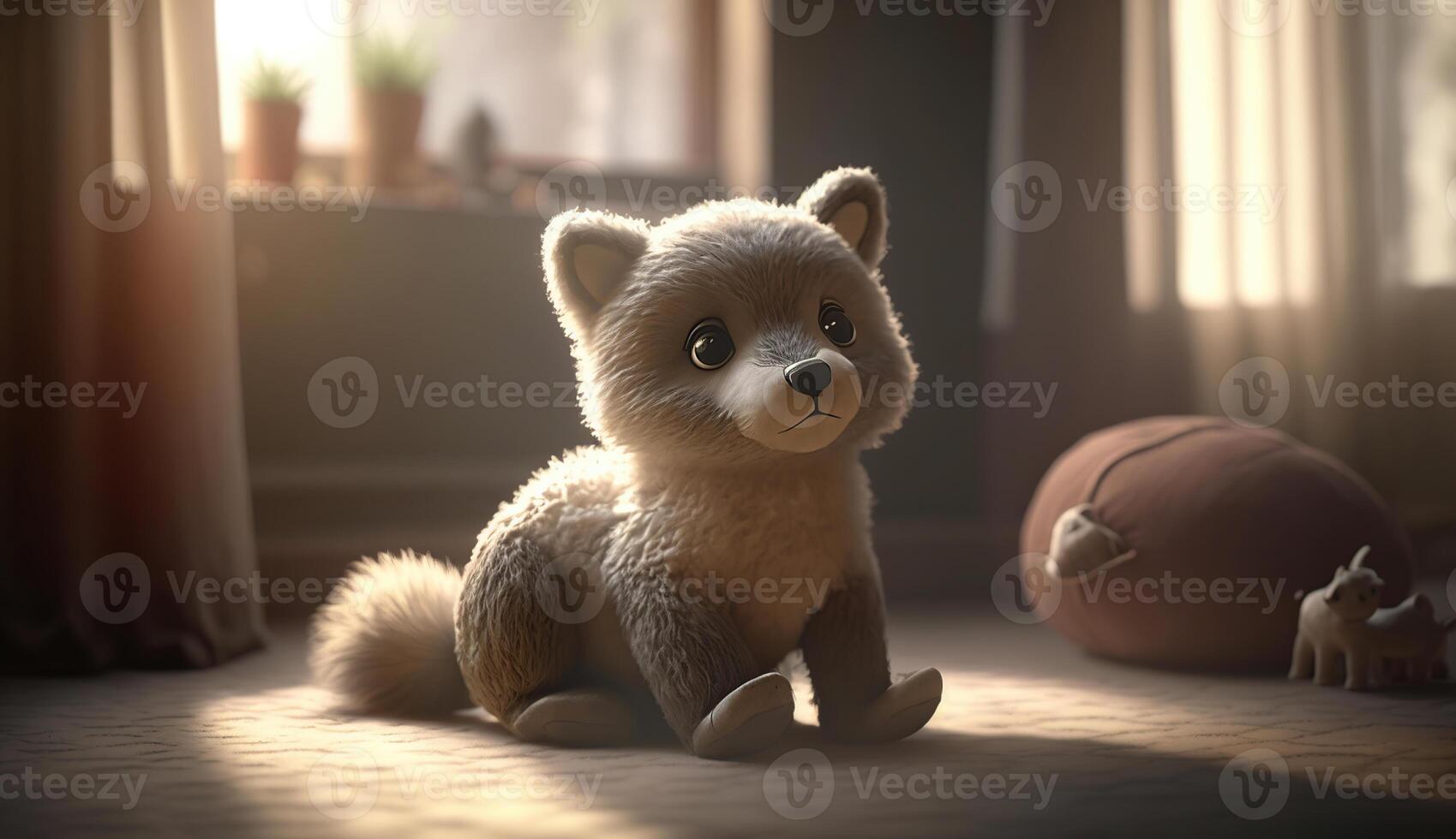 A beautiful image of a cute animal surrounded by natural light, capturing their delicate beauty and charm, 3D rendering, photo