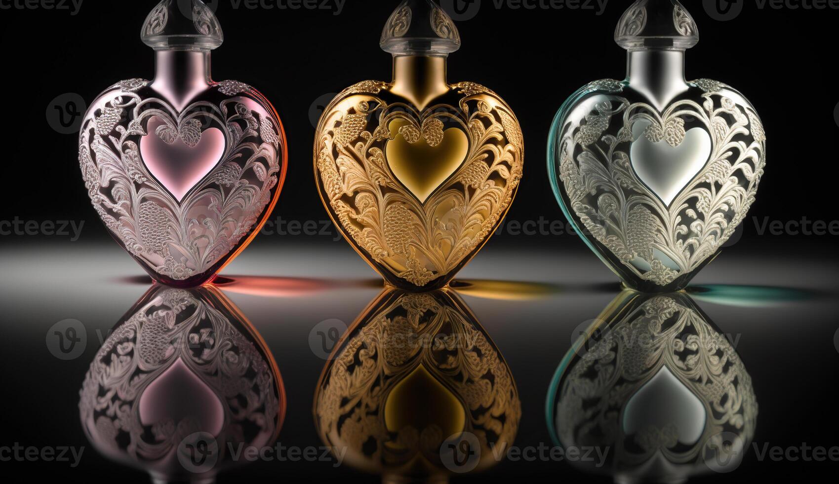 Photo of heart shaped perfume bottles, 22753290 Stock Photo at Vecteezy