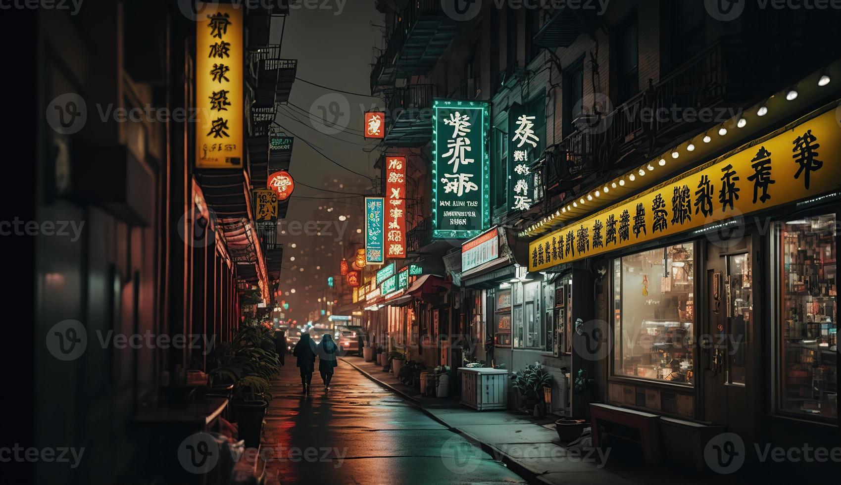 Beautiful Night on Chinatown New York, Generativ Ai photo