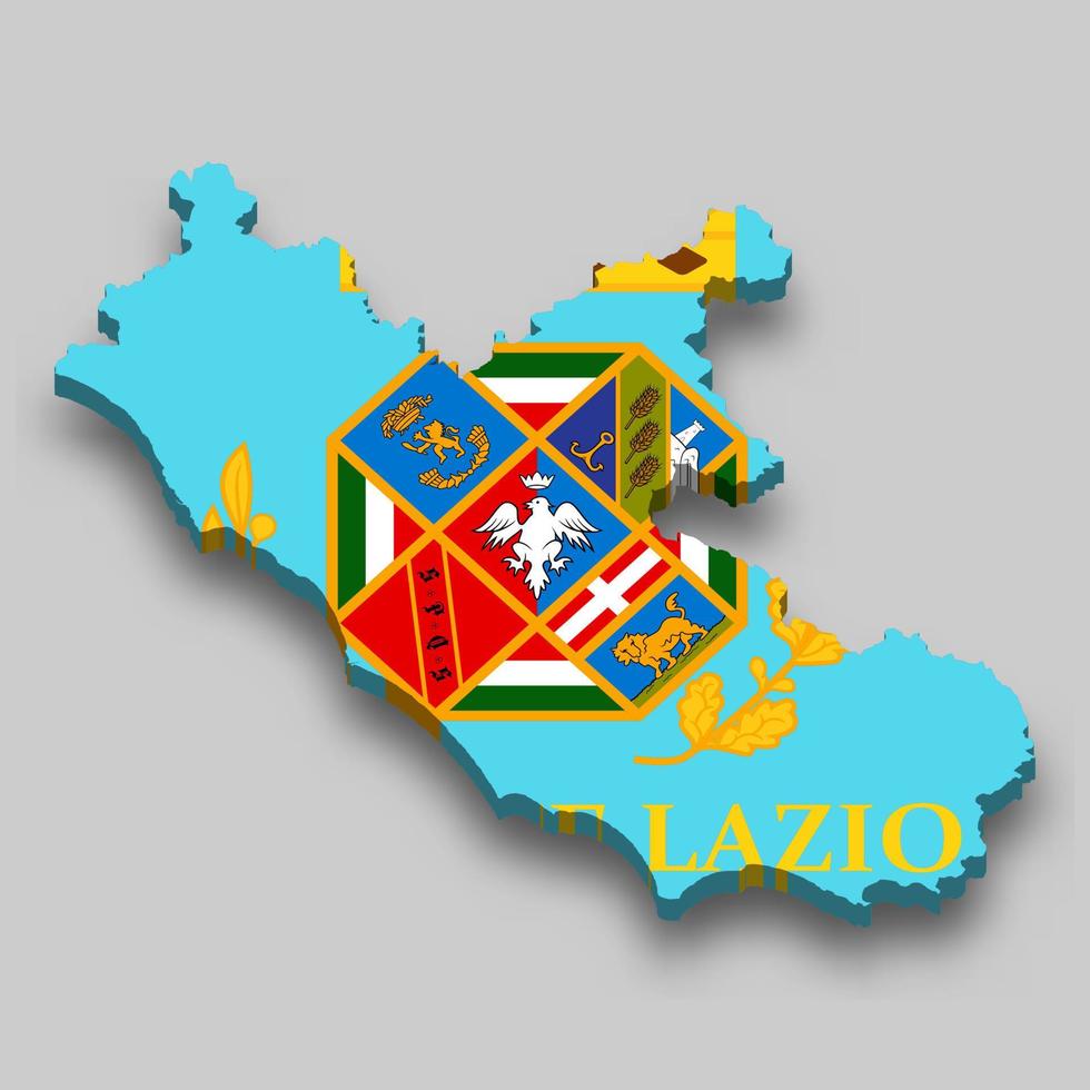 3d isométrica mapa de lazio es un región de Italia vector