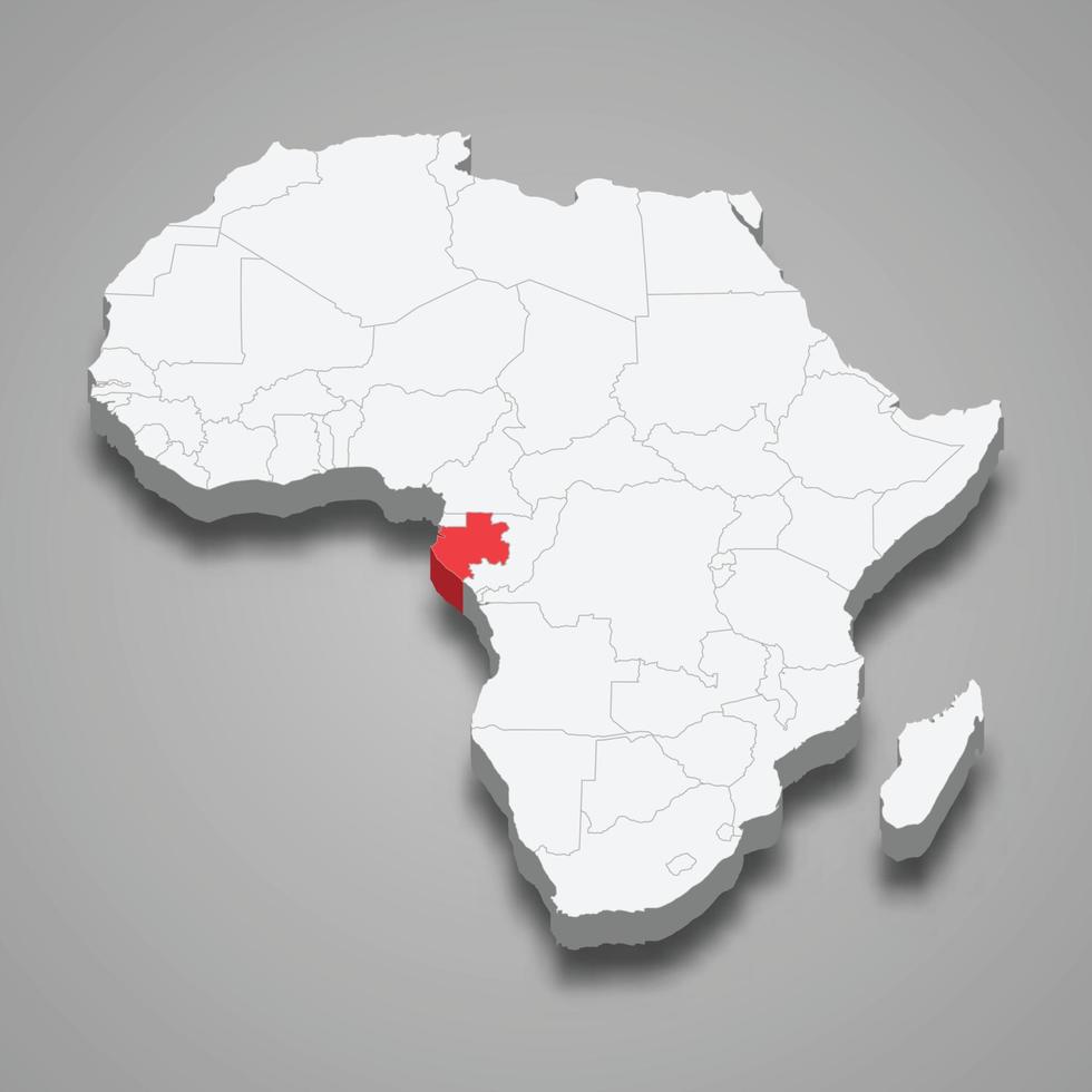 Gabon country location within Africa. 3d map vector