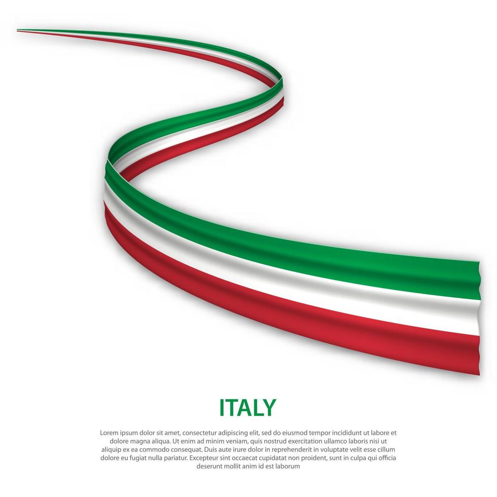 cinta ondeante o pancarta con bandera de italia vector