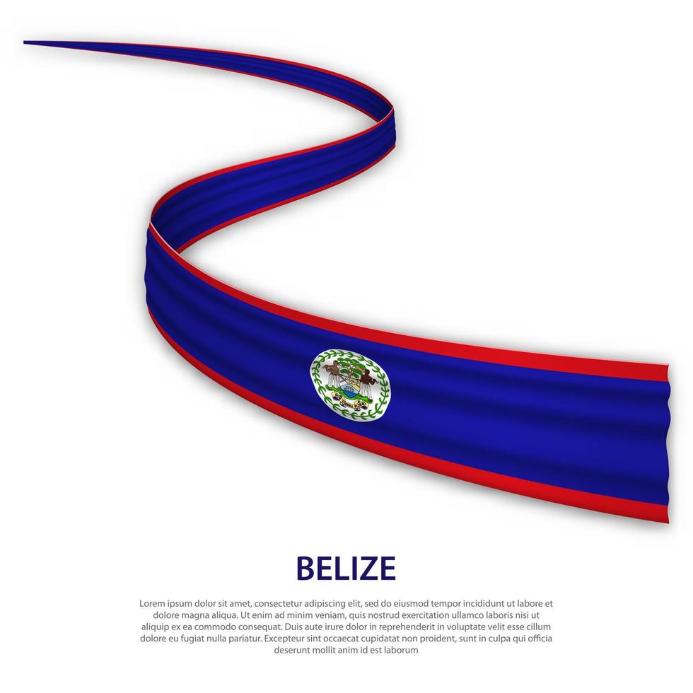 Waving ribbon or banner with flag of Belize vector