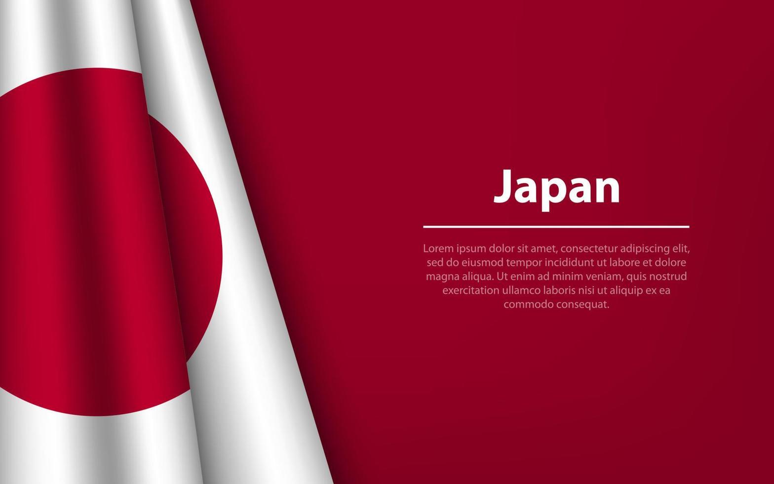 Wave flag of Japan with copyspace background. vector