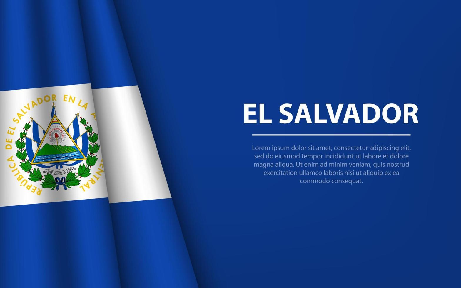 Wave flag of El Salvador with copyspace background. vector