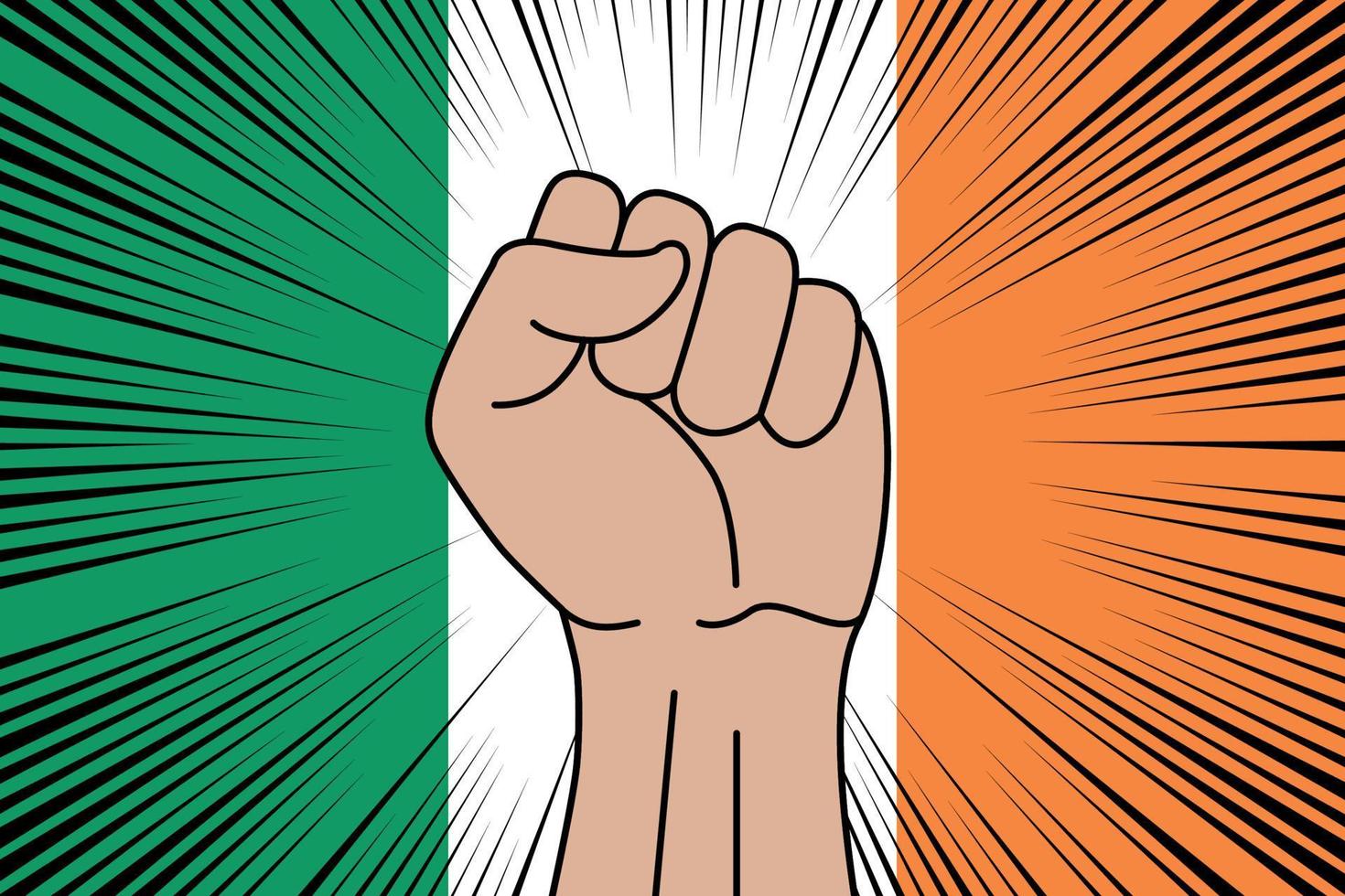 Human fist clenched symbol on flag of Ireland vector