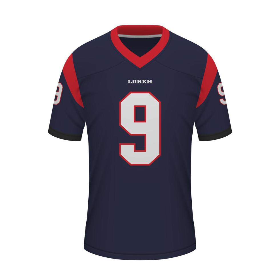 Realistic American football shirt of Houston, jersey template vector