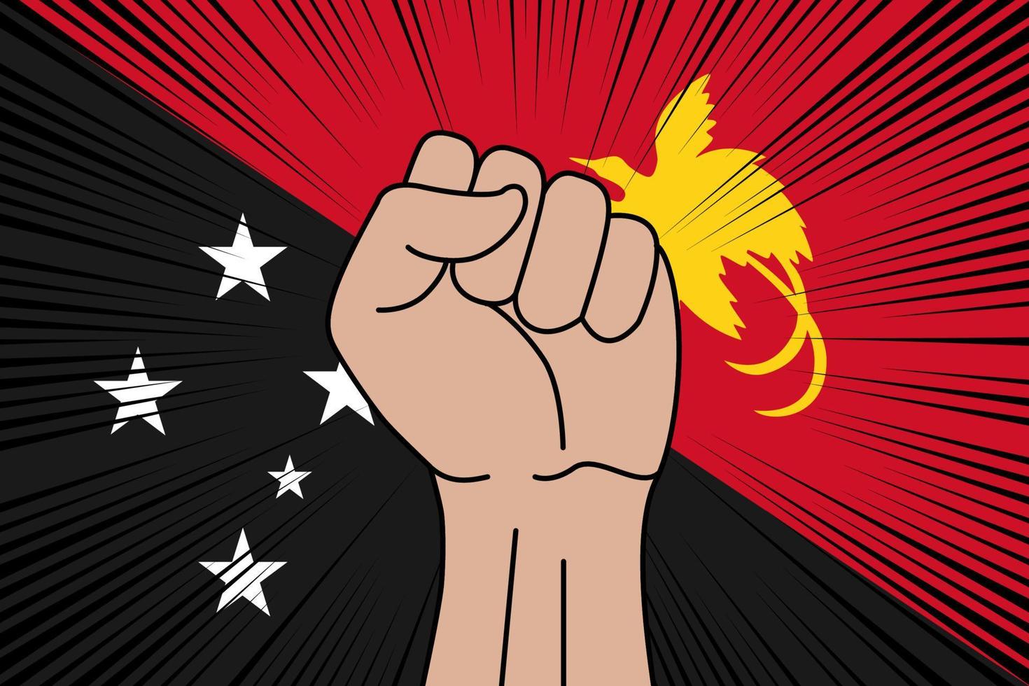 Human fist clenched symbol on flag of Papua New Guinea vector