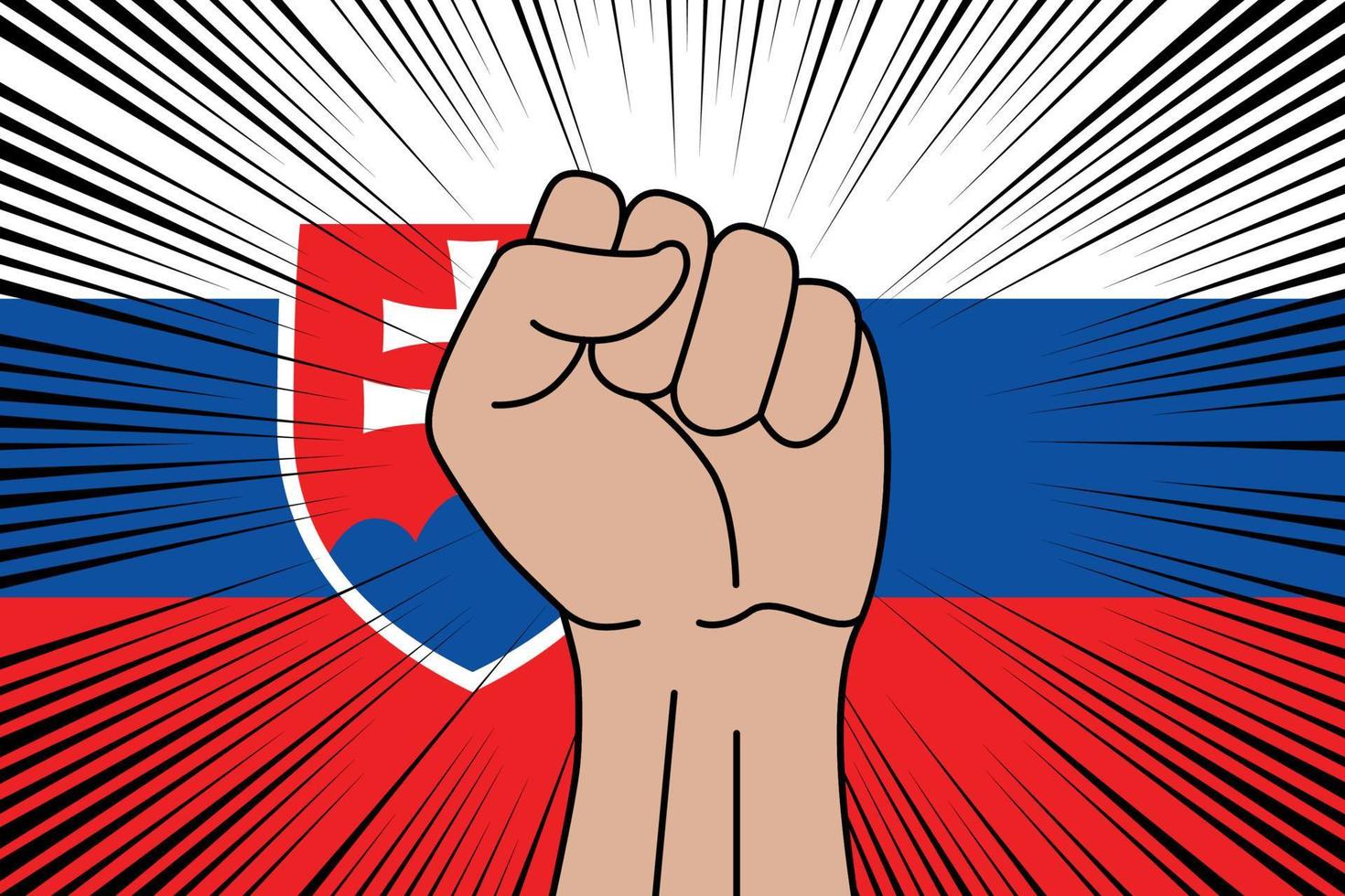Human fist clenched symbol on flag of Slovakia vector