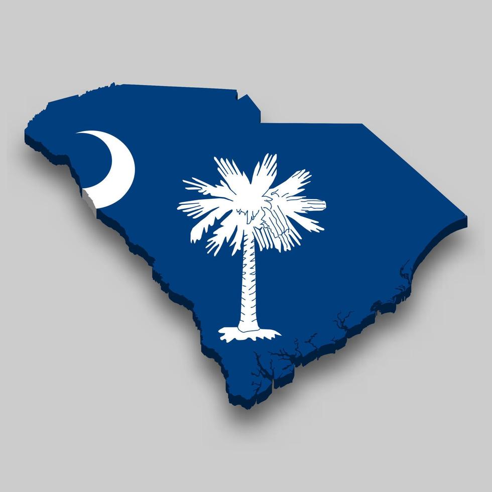 3d isométrica mapa de sur carolina es un estado de unido estados vector