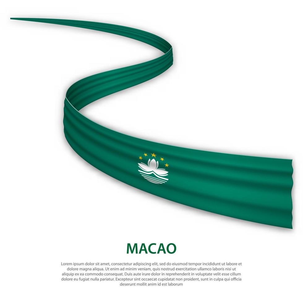 Waving ribbon or banner with flag of Macao vector