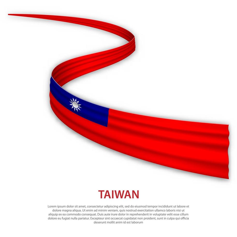 Waving ribbon or banner with flag of Taiwan vector