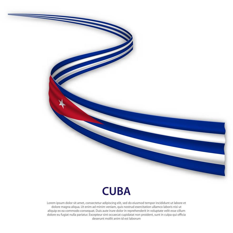 Waving ribbon or banner with flag of Cuba vector