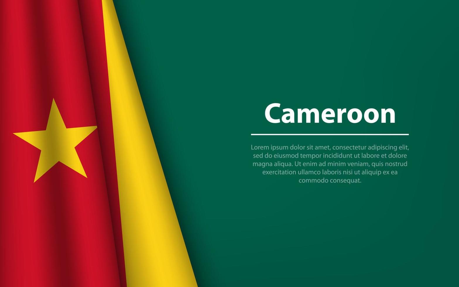 Wave flag of Cameroon with copyspace background. vector