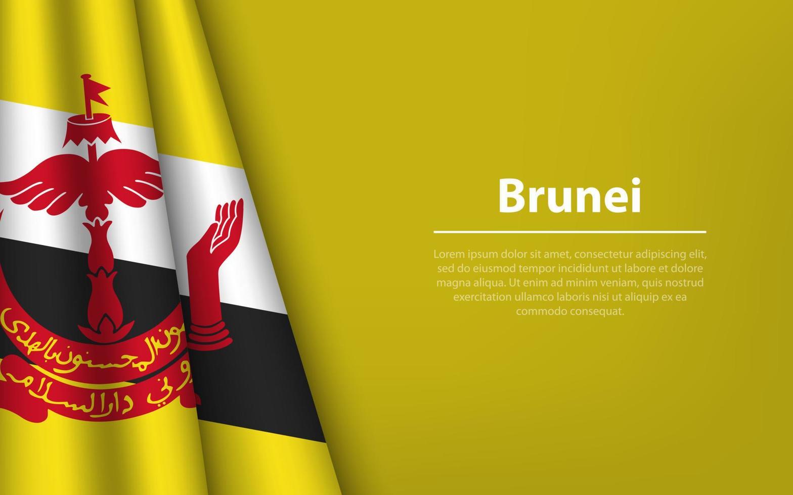 Wave flag of Brunei with copyspace background. vector
