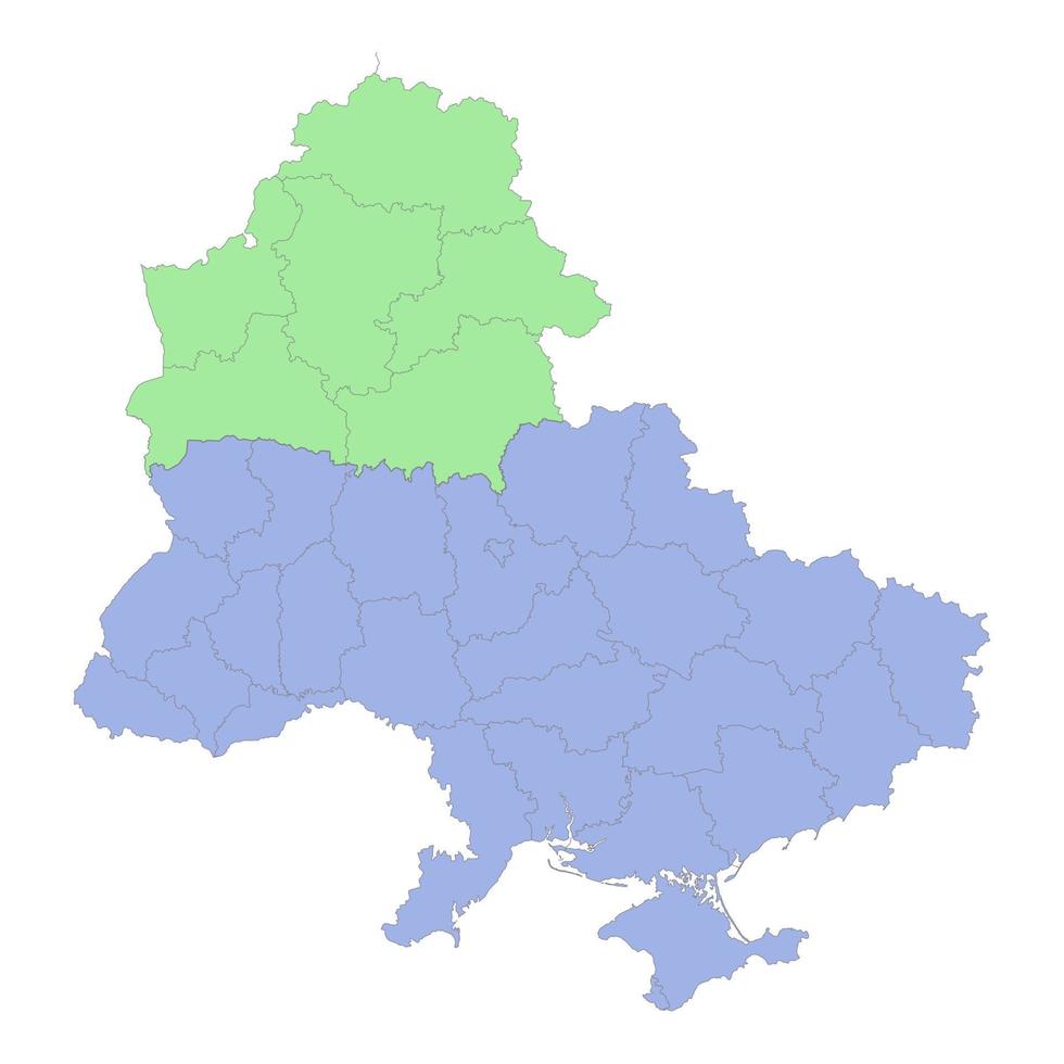 alto calidad político mapa de Ucrania y bielorrusia con fronteras de el regiones o provincias vector