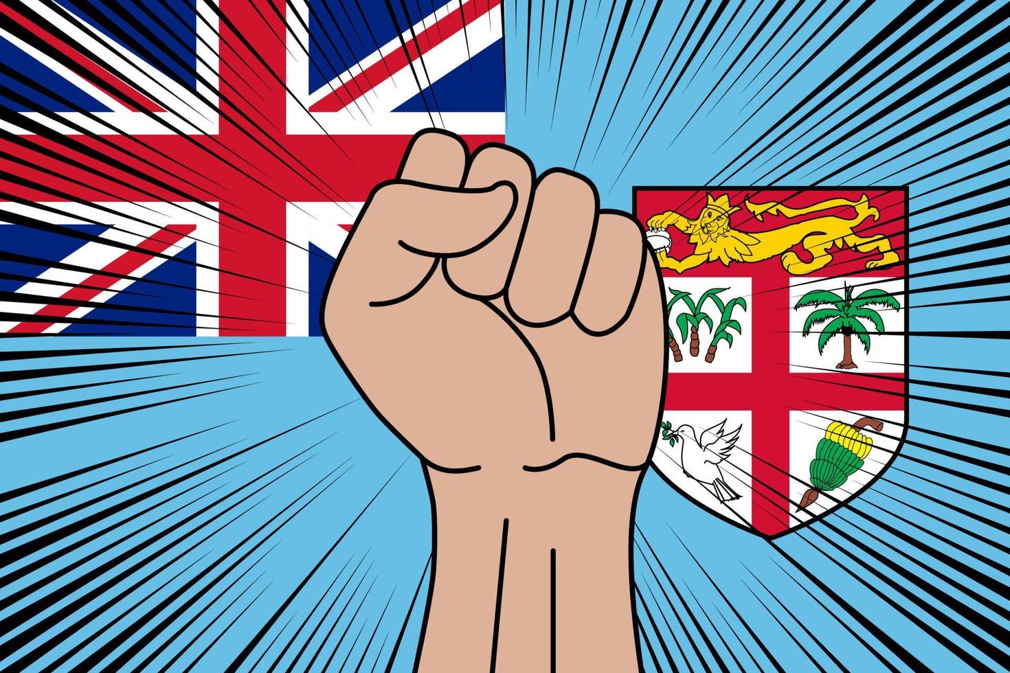 Human fist clenched symbol on flag of Fiji vector