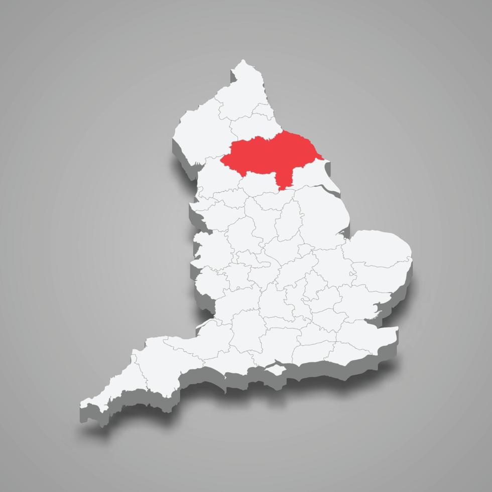 North Yorkshire county location within England 3d map vector