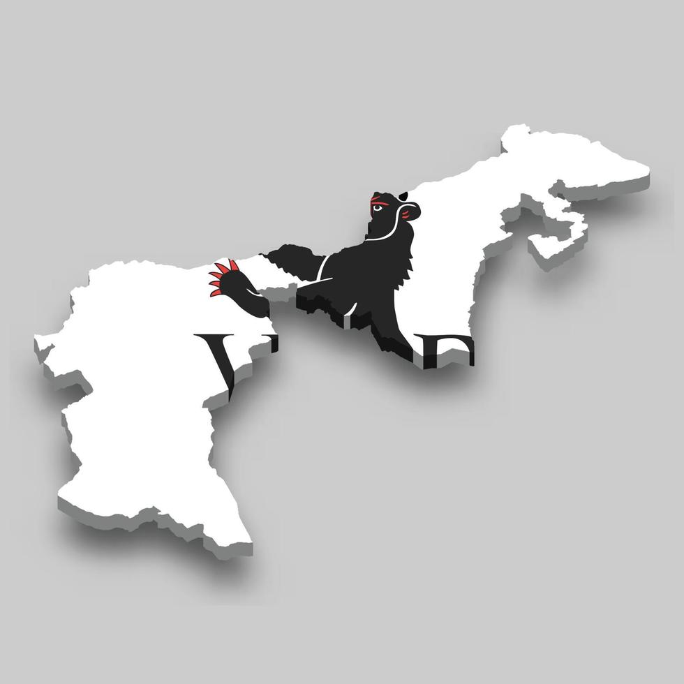 3d isometric Map of Appenzell Ausserrhoden is a region of Switzerland vector