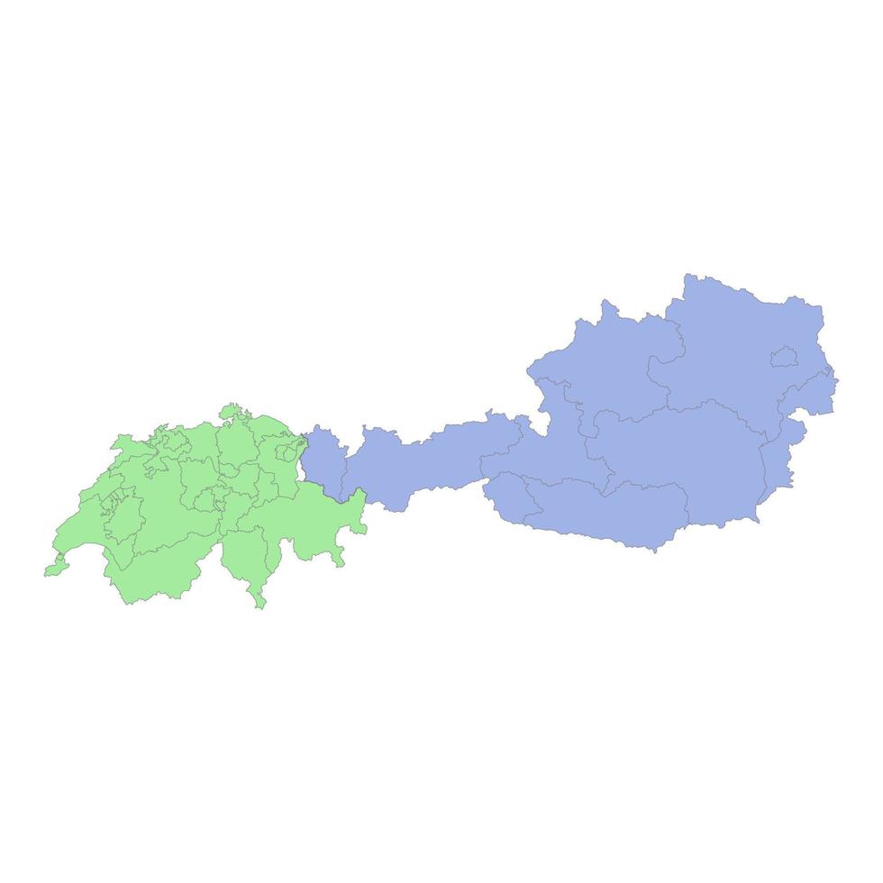 alto calidad político mapa de Austria y Suiza con borde vector