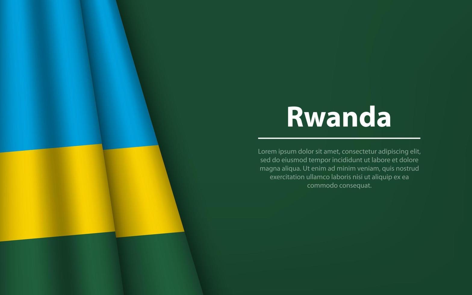 Wave flag of Rwanda with copyspace background. vector