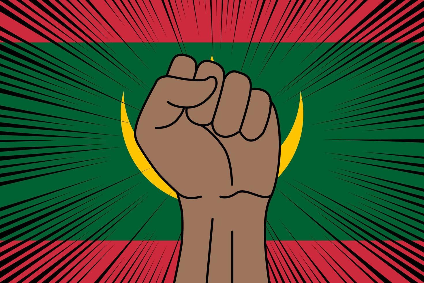 humano puño apretado símbolo en bandera de Mauritania vector