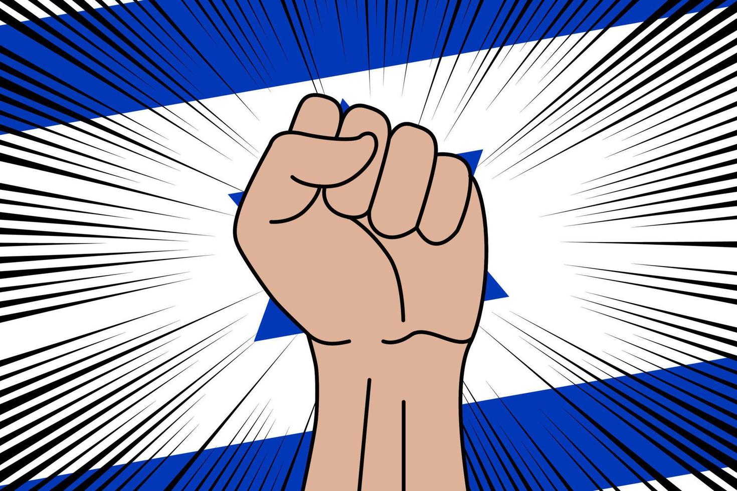 Human fist clenched symbol on flag of Israel vector