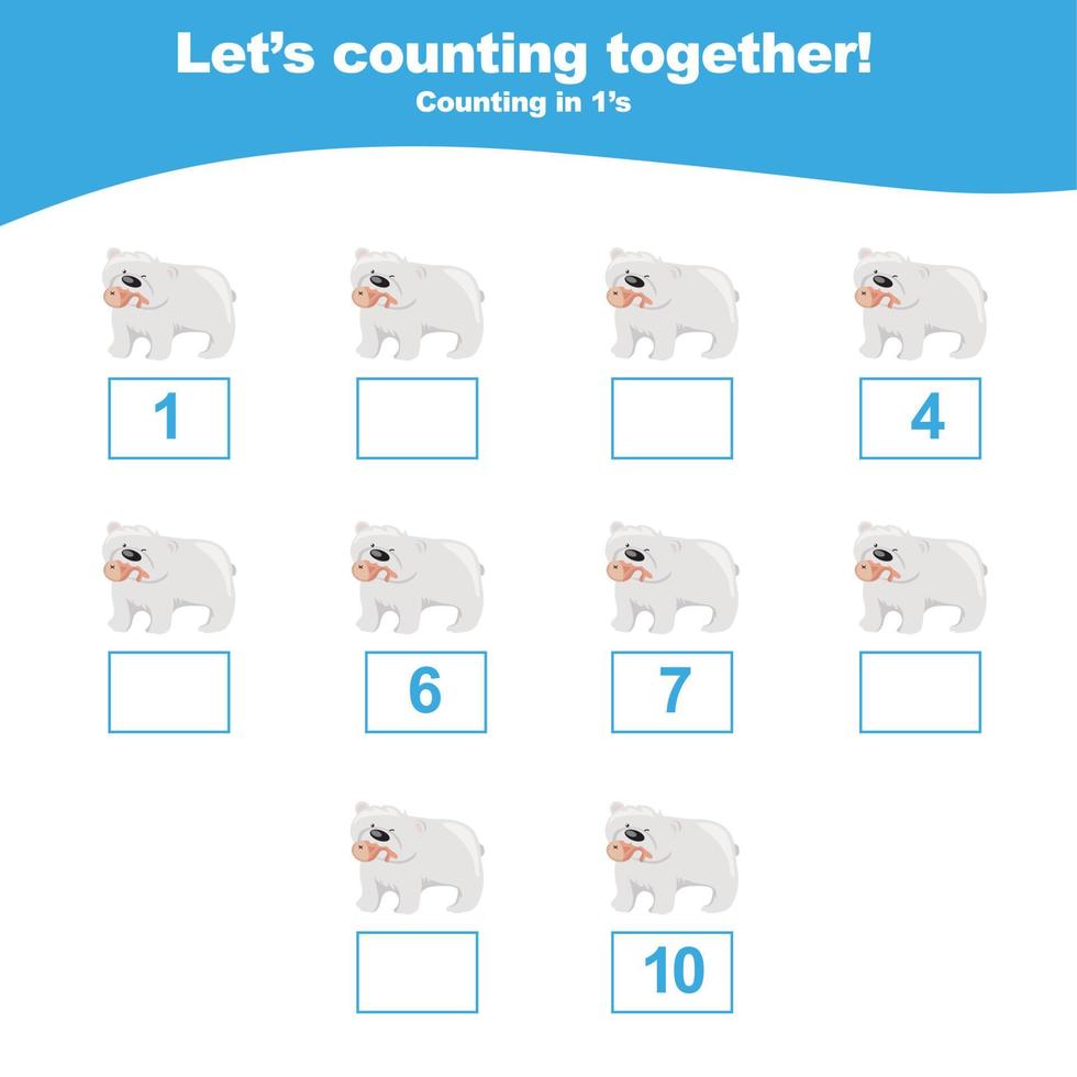 Count and write animal worksheet. Mathematic worksheet. Educational printable math worksheet. Vector illustration.