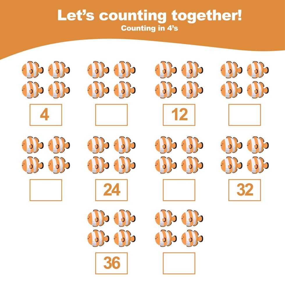 Count and write animal worksheet. Mathematic worksheet. Educational printable math worksheet. Vector illustration.