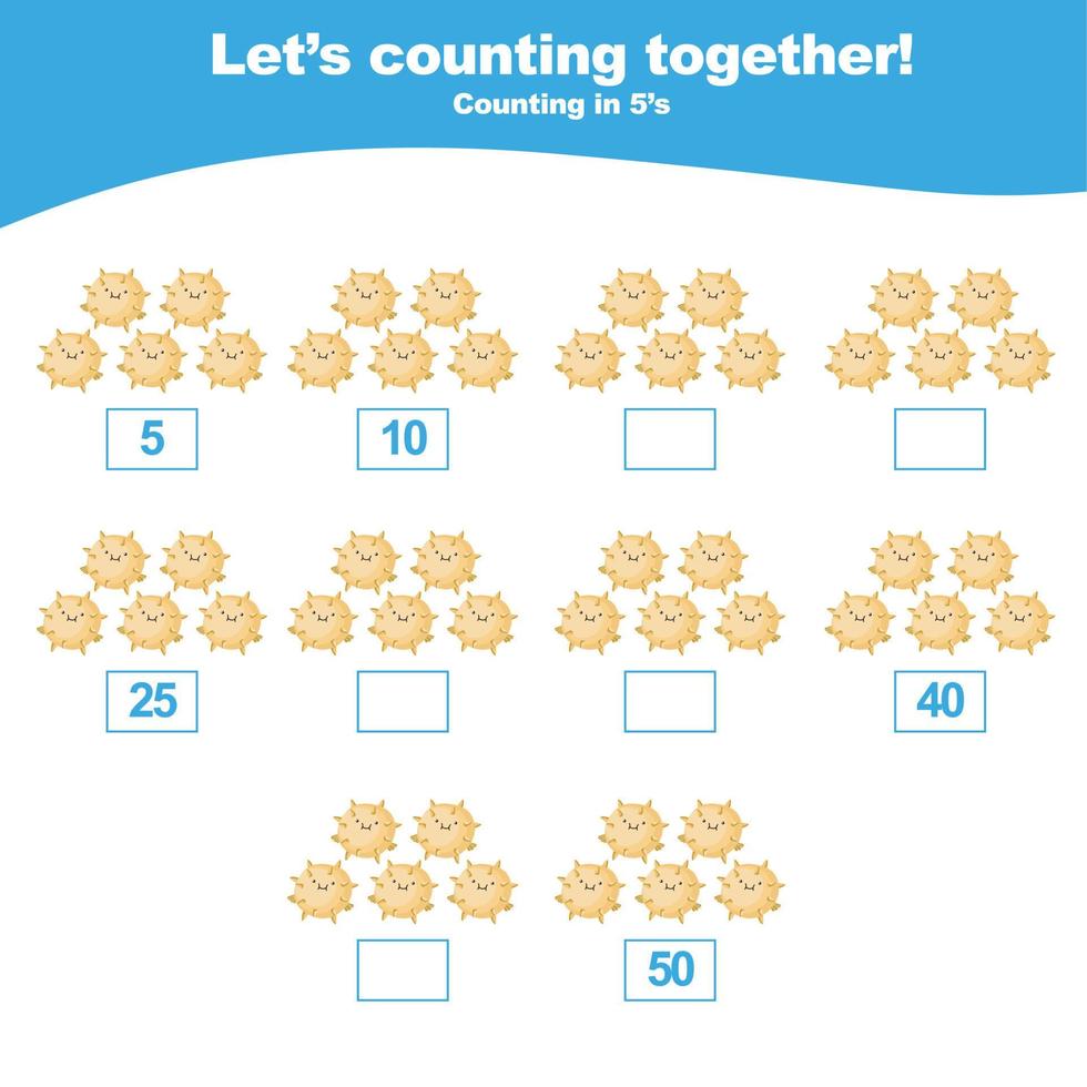 Count and write animal worksheet. Mathematic worksheet. Educational printable math worksheet. Vector illustration.
