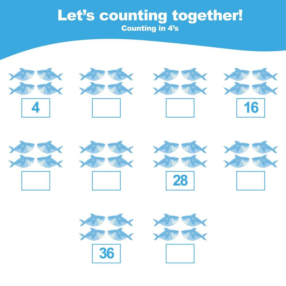 Count and write animal worksheet. Mathematic worksheet. Educational printable math worksheet. Vector illustration.