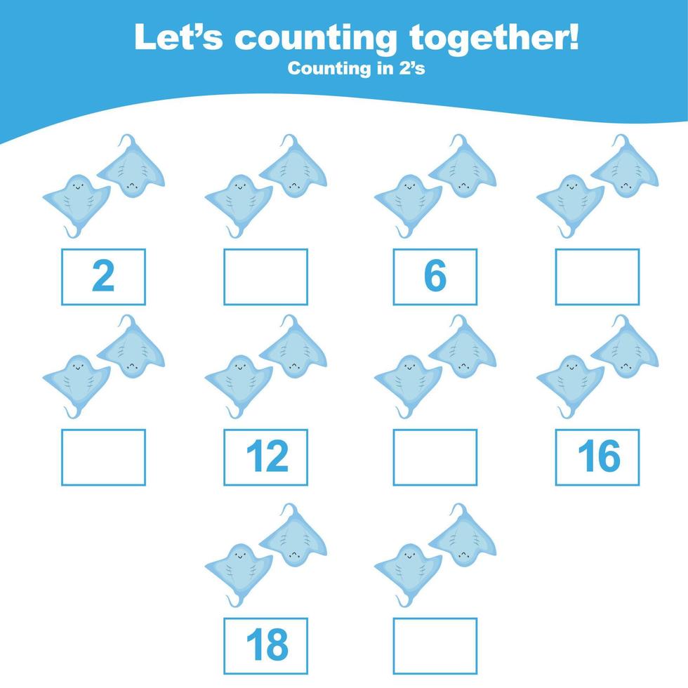 Count and write animal worksheet. Mathematic worksheet. Educational printable math worksheet. Vector illustration.