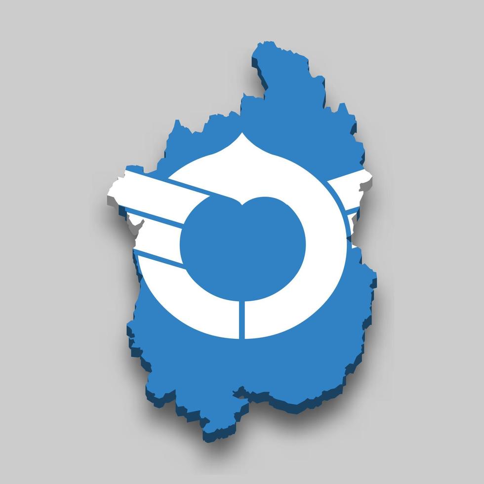 3d isometric Map of Shiga is a prefecture of Japan vector