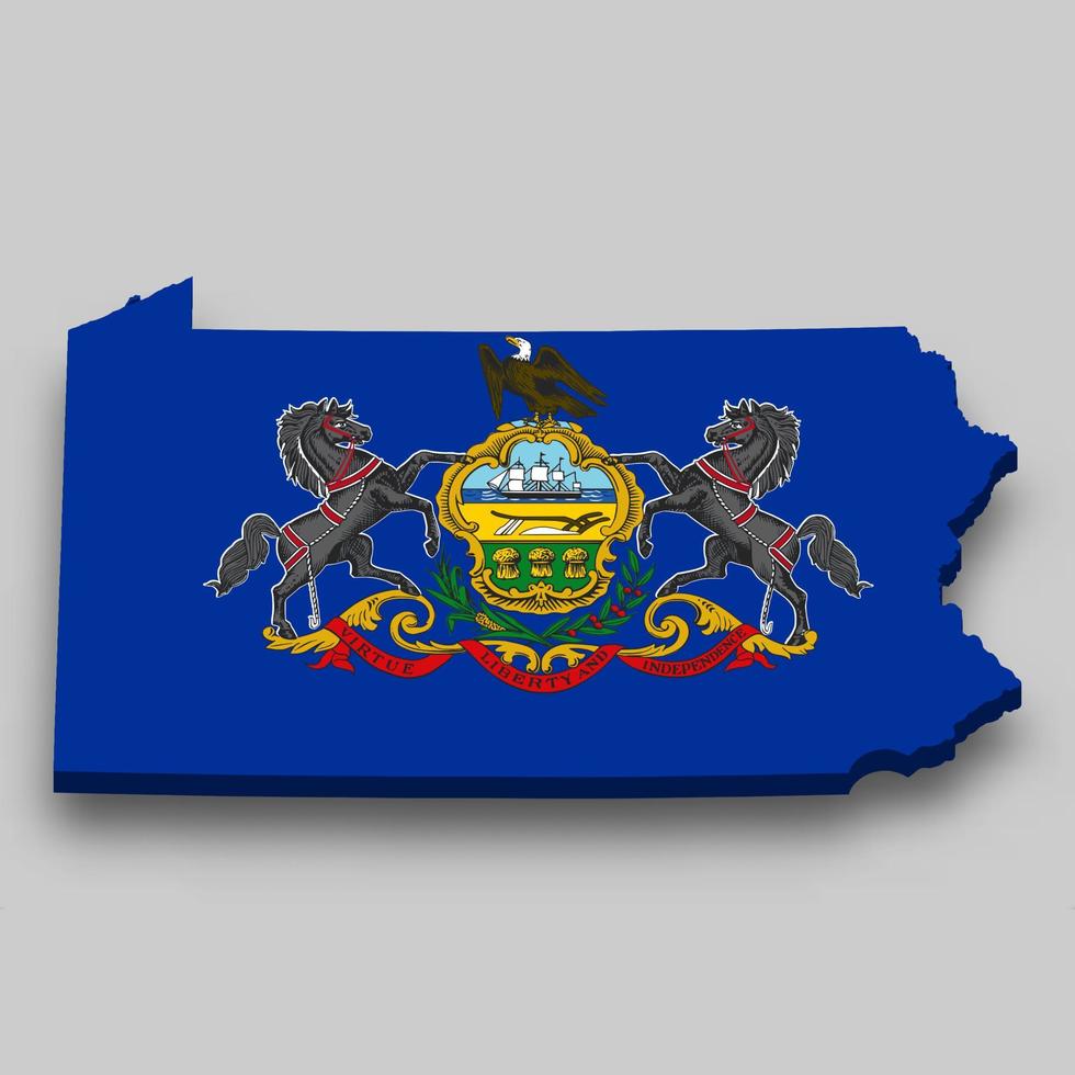 3d isometric Map of Pennsylvania is a state of United States vector