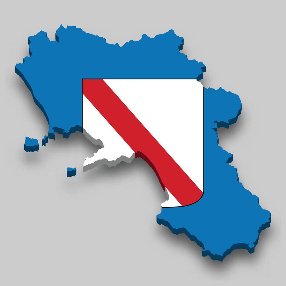 3d isométrica mapa de campania es un región de Italia vector