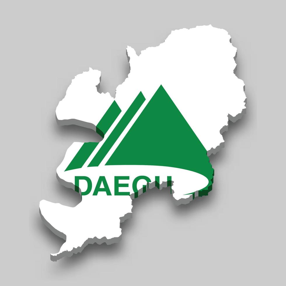 3d isometric Map of Daegu is a region of South Korea vector