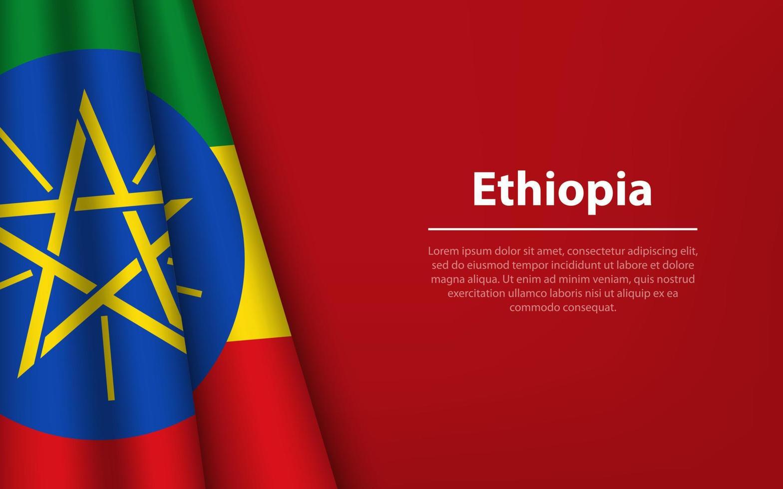 Wave flag of Ethiopia with copyspace background. vector