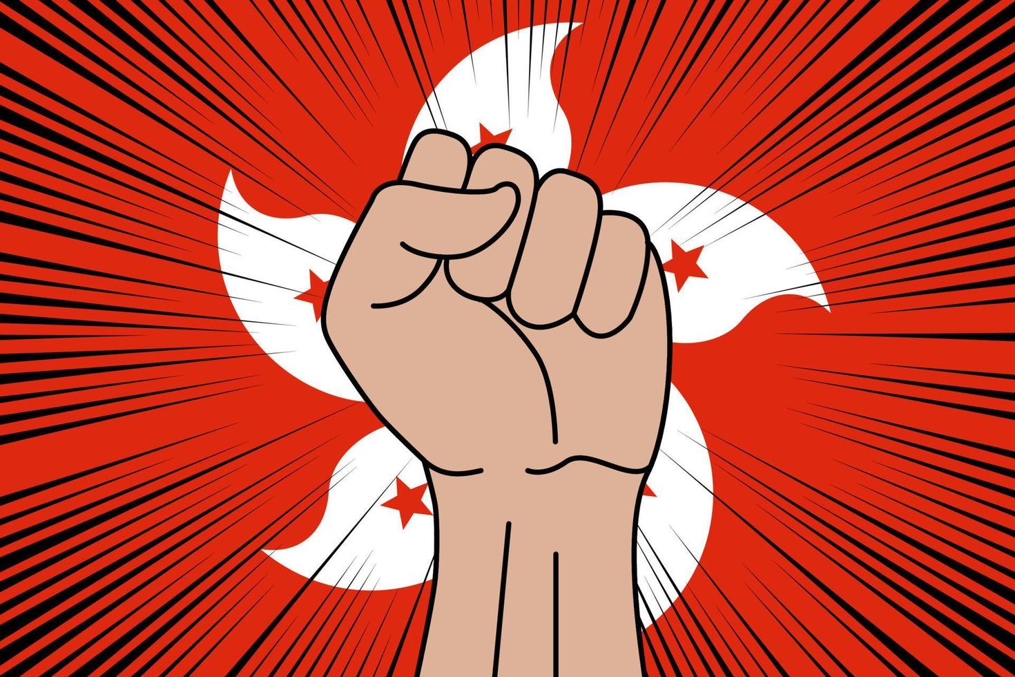 Human fist clenched symbol on flag of Hong Kong vector