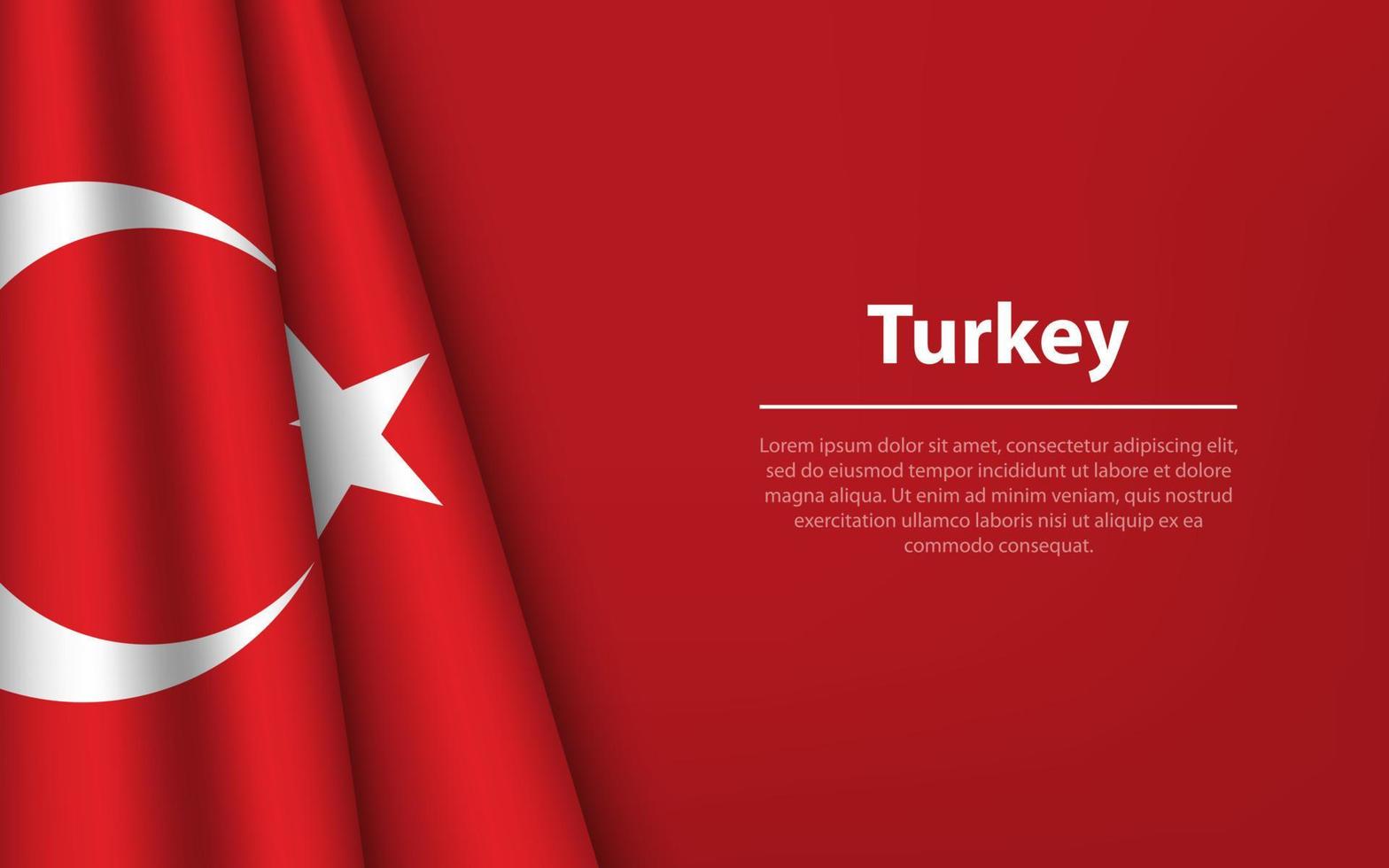 Wave flag of Turkey with copyspace background. vector