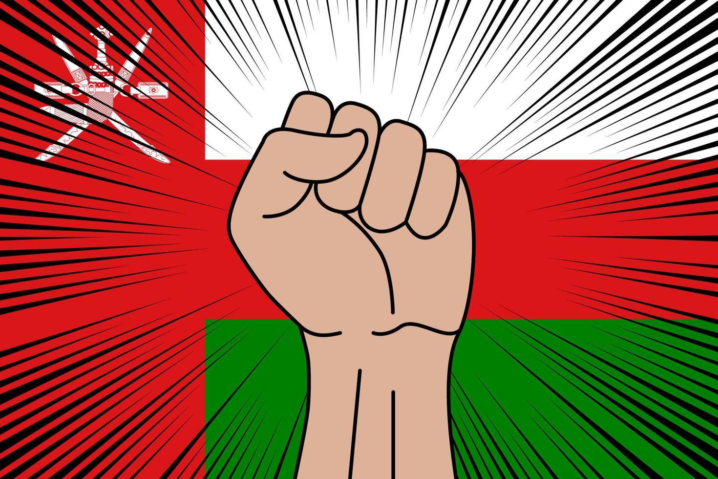 Human fist clenched symbol on flag of Oman vector