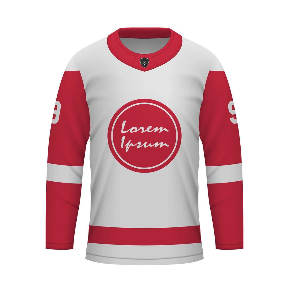 realista hielo hockey lejos jersey detroit, camisa modelo vector