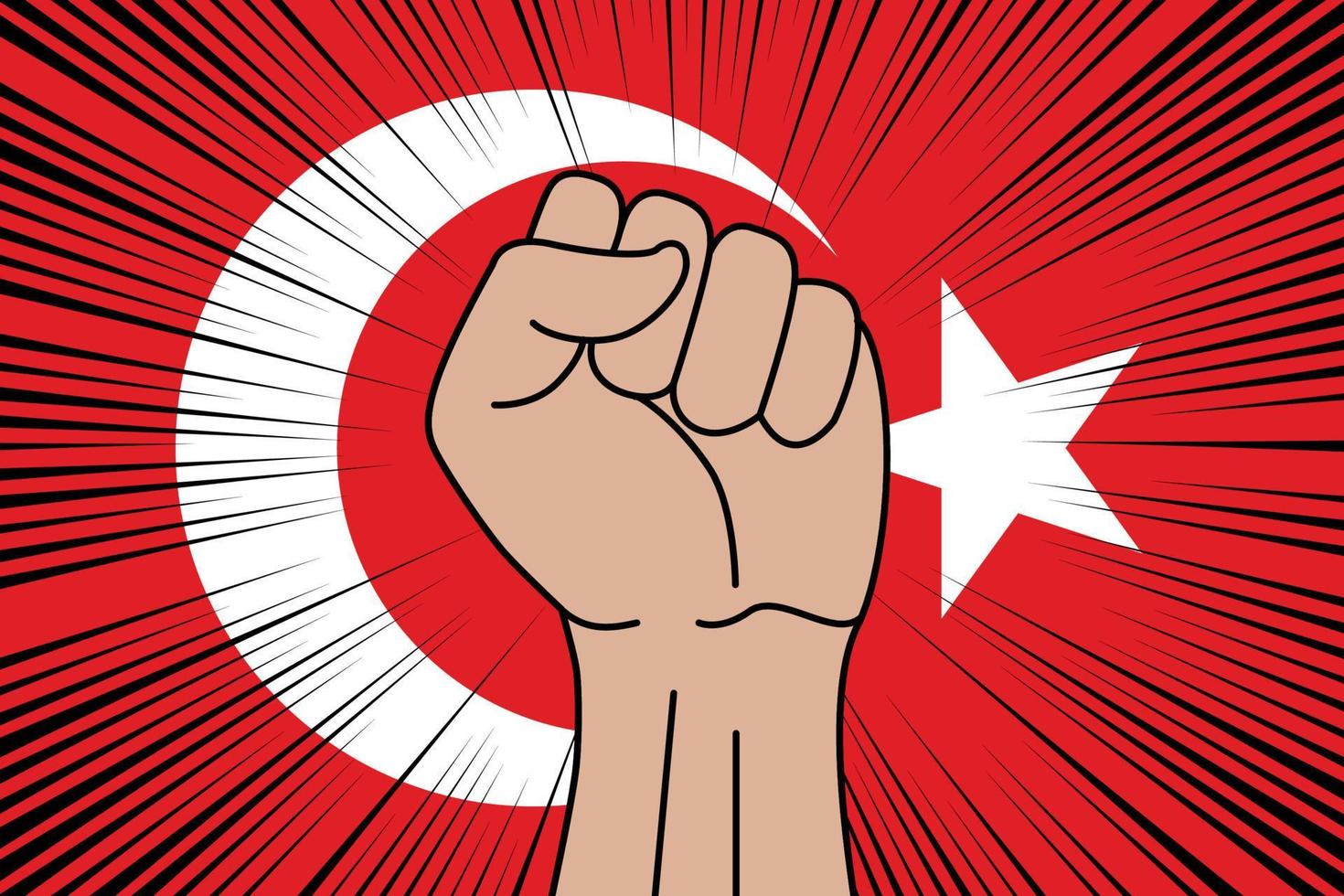 Human fist clenched symbol on flag of Turkey vector