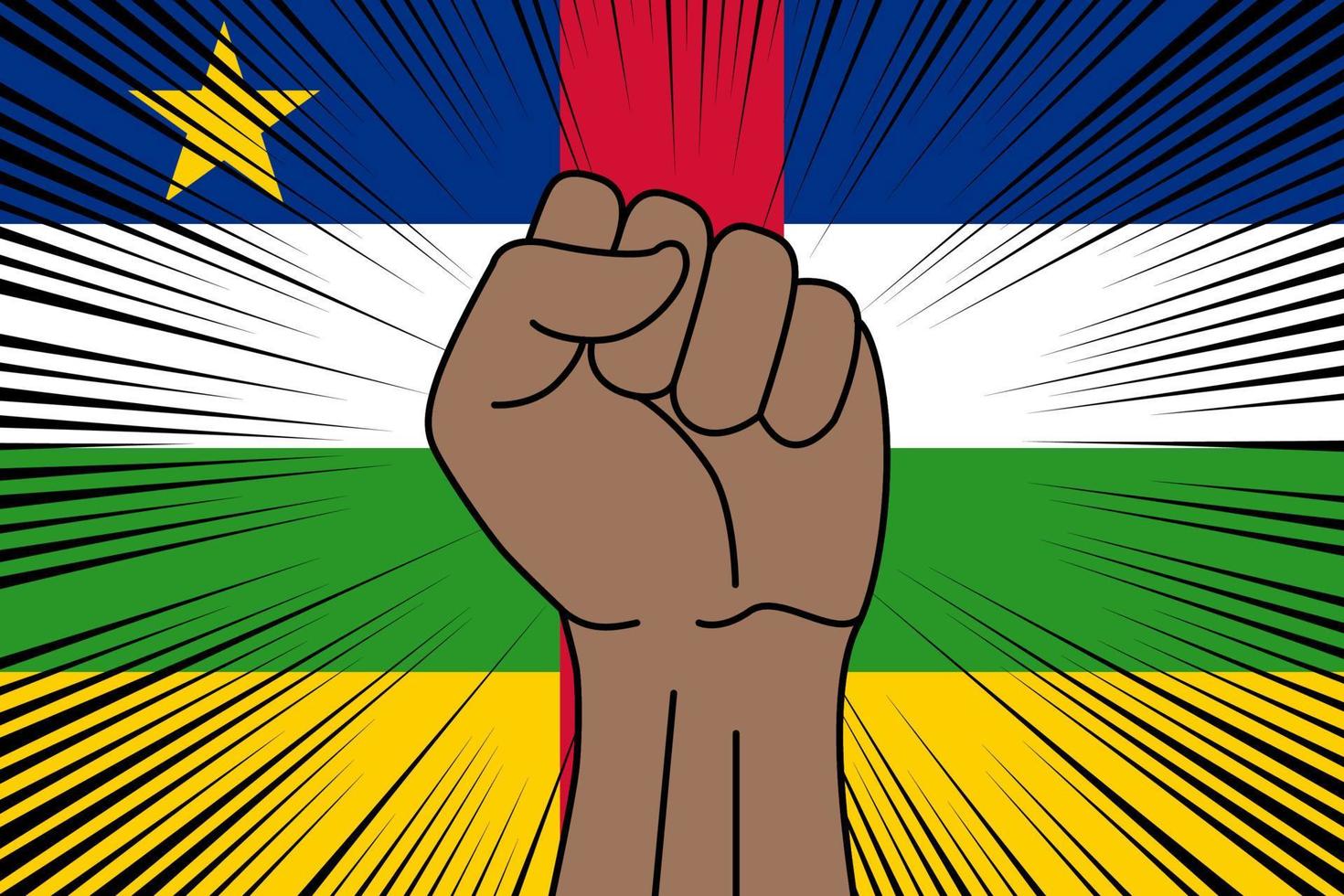 Human fist clenched symbol on flag of Central African Republic vector